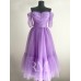 Rochie din tulle fin Lavander, cu perle aplicate manual